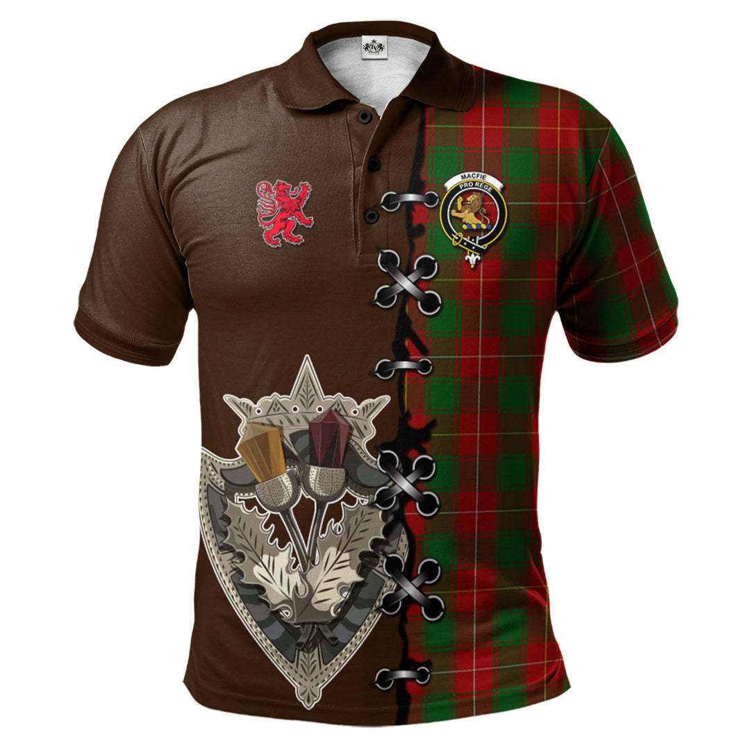 Clan MacFie Tartan Polo Shirt - Lion Rampant And Celtic Thistle Style UY16 MacFie Tartan Tartan Polo   