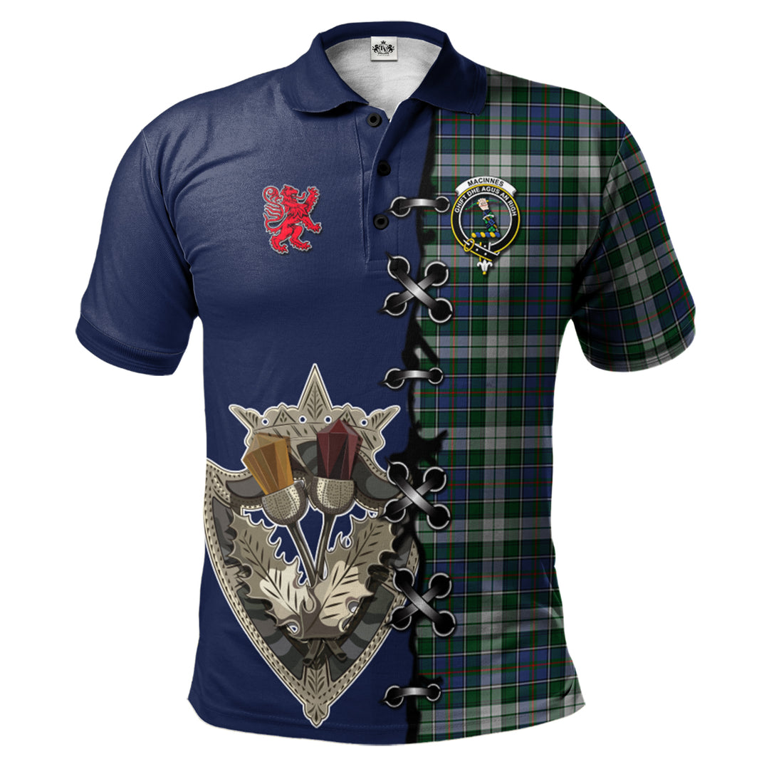 Clan MacInnes Dress Tartan Polo Shirt - Lion Rampant And Celtic Thistle Style OW29 MacInnes Dress Tartan Tartan Polo   