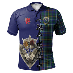 Clan MacInnes Modern Tartan Polo Shirt - Lion Rampant And Celtic Thistle Style LC96 MacInnes Modern Tartan Tartan Polo   