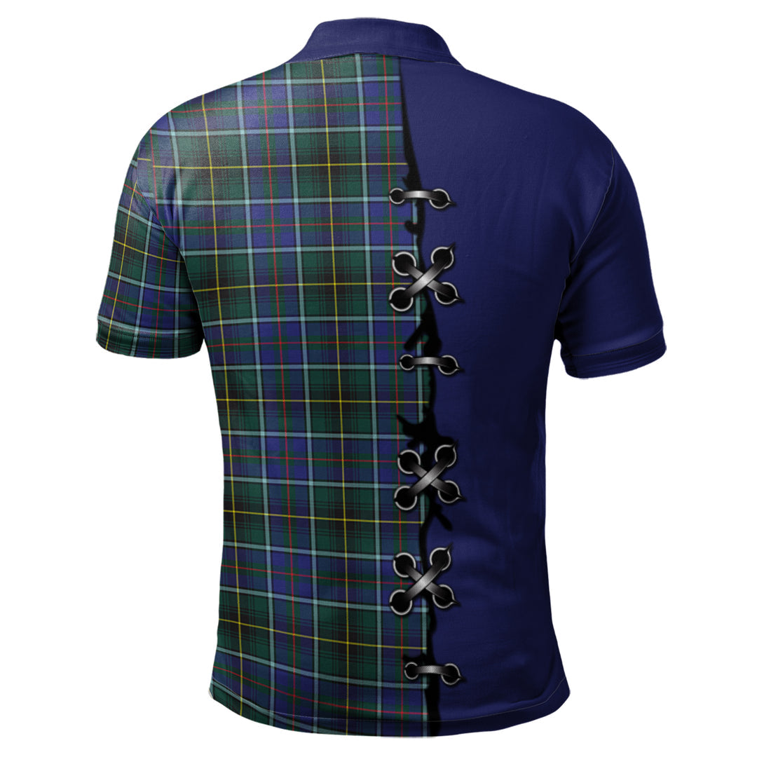 Clan MacInnes Modern Tartan Polo Shirt - Lion Rampant And Celtic Thistle Style LC96 MacInnes Modern Tartan Tartan Polo   