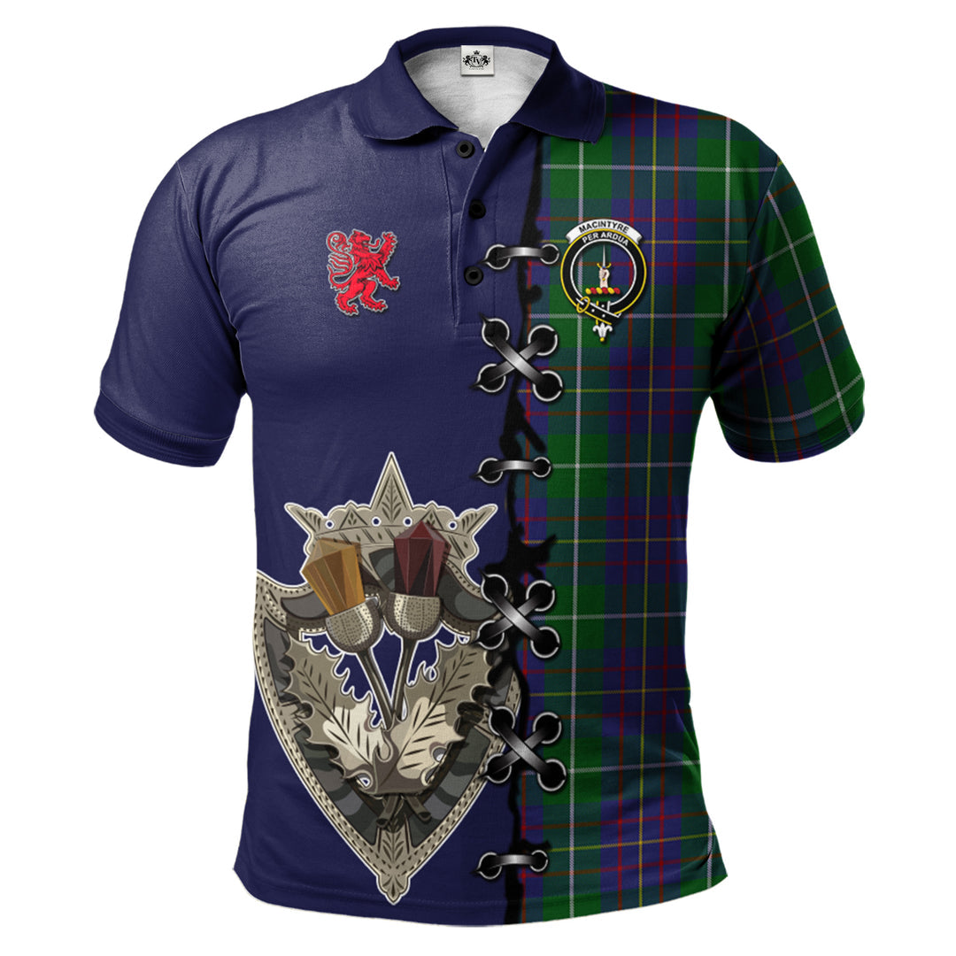 Clan MacIntyre Inglis Tartan Polo Shirt - Lion Rampant And Celtic Thistle Style RU20 MacIntyre Inglis Tartan Tartan Polo   