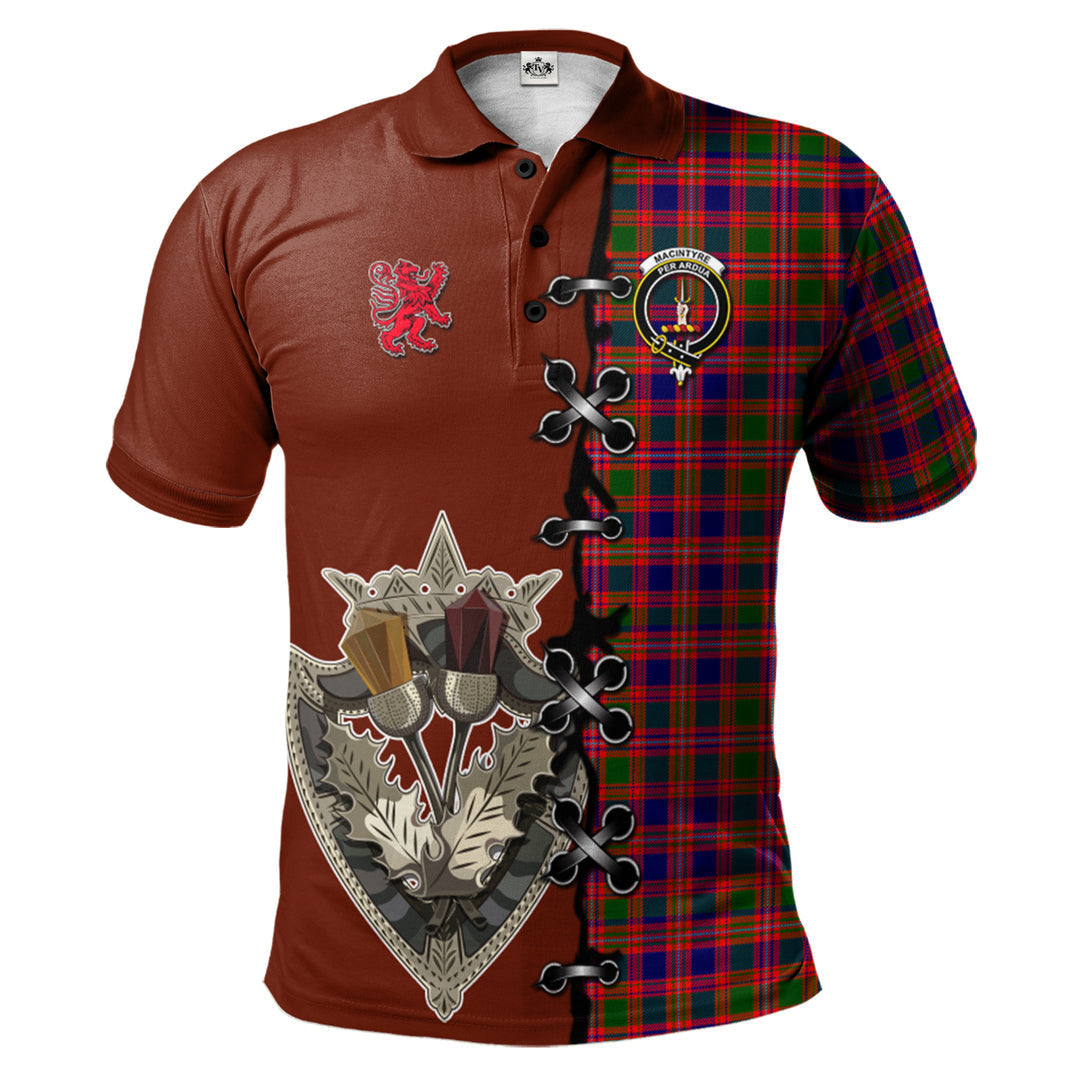 Clan MacIntyre Modern Tartan Polo Shirt - Lion Rampant And Celtic Thistle Style TM10 MacIntyre Modern Tartan Tartan Polo   