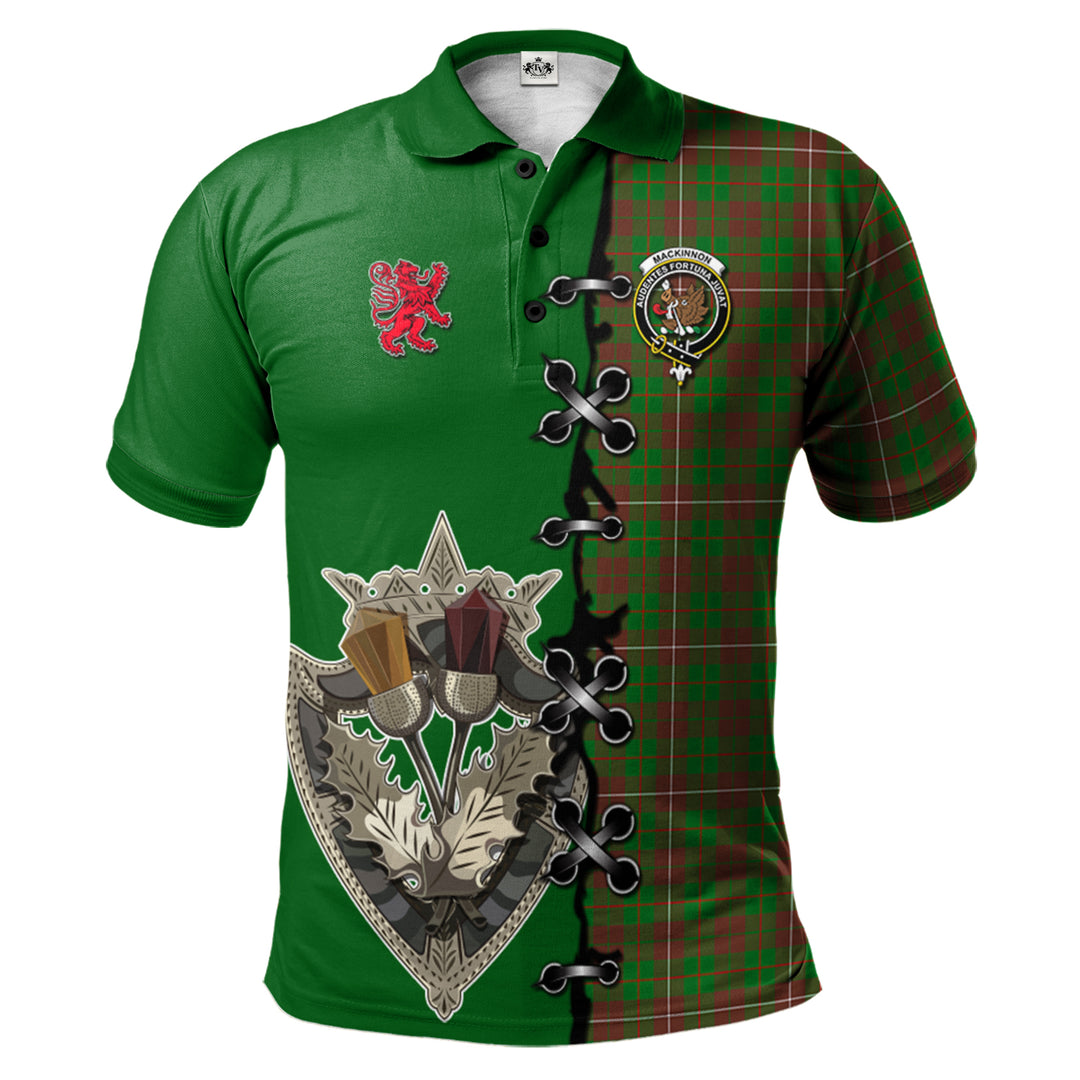 Clan MacKinnon Hunting Modern Tartan Polo Shirt - Lion Rampant And Celtic Thistle Style UH48 MacKinnon Hunting Modern Tartan Tartan Polo   