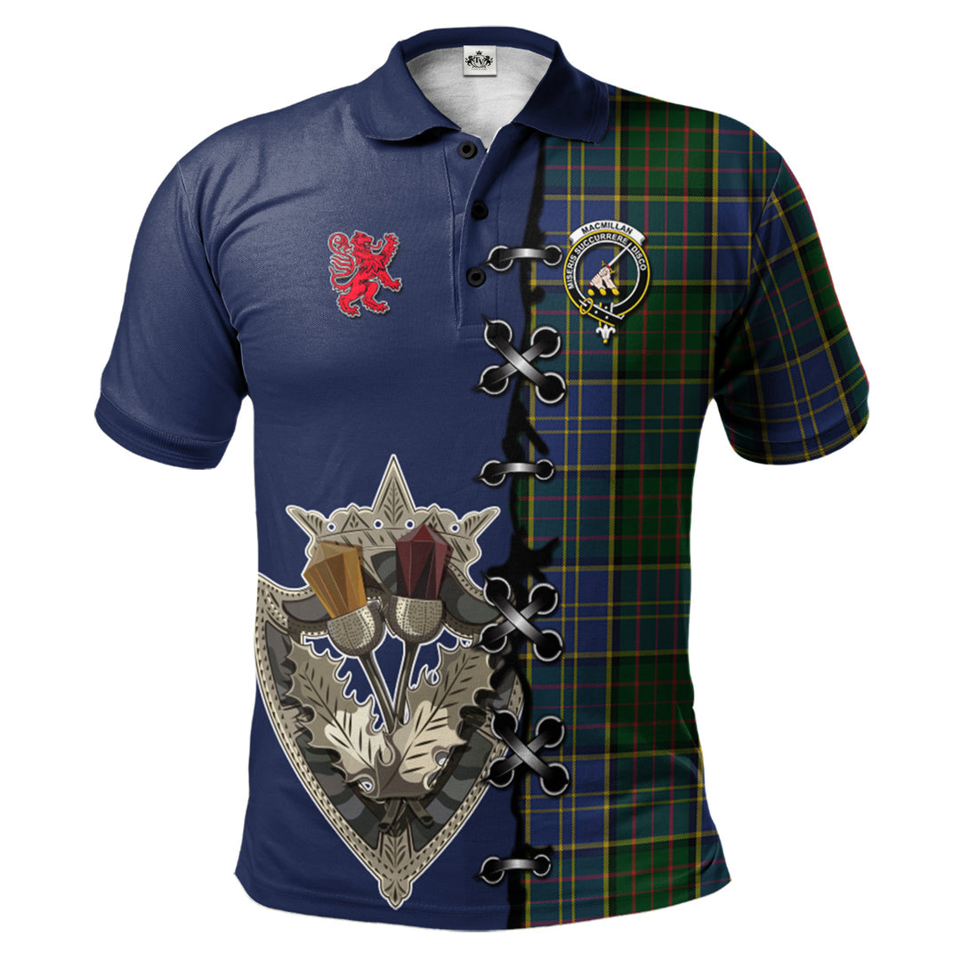 Clan MacMillan Hunting Tartan Polo Shirt - Lion Rampant And Celtic Thistle Style BH74 MacMillan Hunting Tartan Tartan Polo   