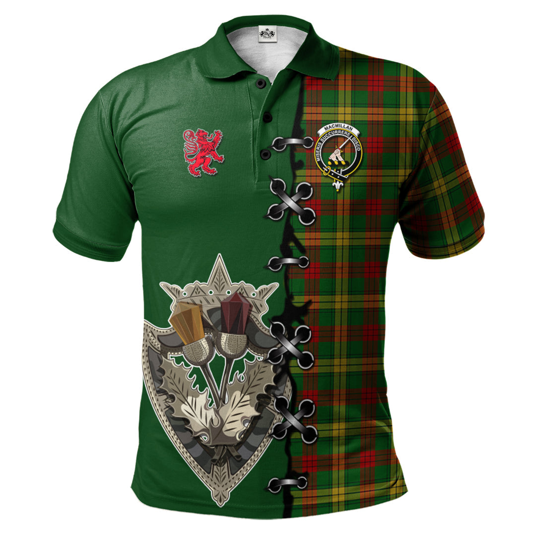 Clan MacMillan Society of Glasgow Tartan Polo Shirt - Lion Rampant And Celtic Thistle Style WS56 MacMillan Society of Glasgow Tartan Tartan Polo   