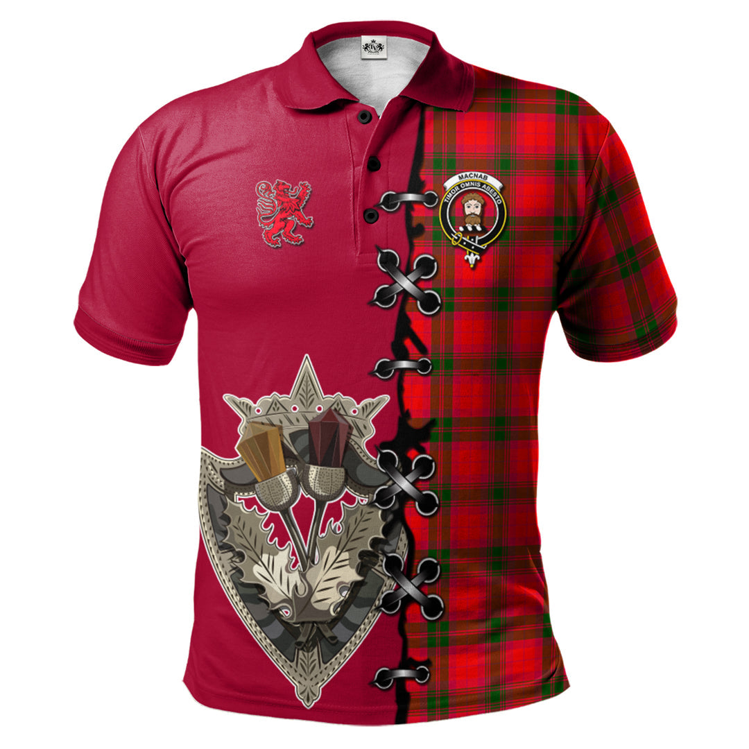 Clan MacNab Modern Tartan Polo Shirt - Lion Rampant And Celtic Thistle Style CS68 MacNab Modern Tartan Tartan Polo   