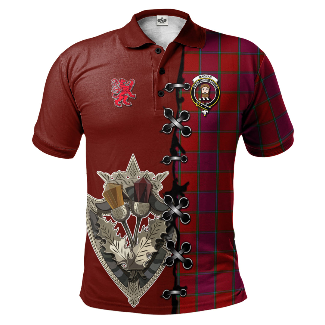 Clan MacNab Old Tartan Polo Shirt - Lion Rampant And Celtic Thistle Style CD85 MacNab Old Tartan Tartan Polo   