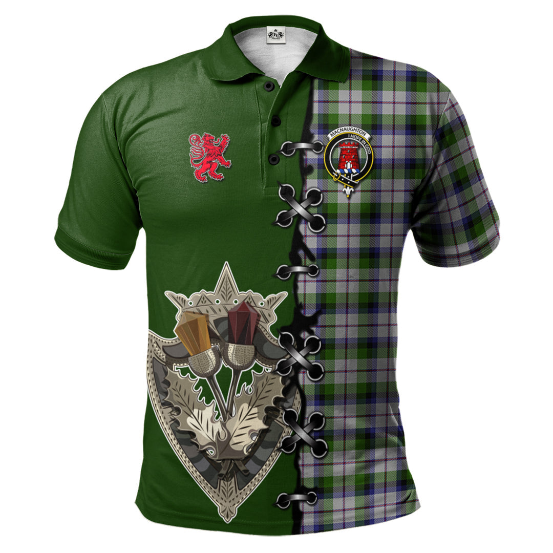 Clan MacNaughton Dress Tartan Polo Shirt - Lion Rampant And Celtic Thistle Style EW95 MacNaughton Dress Tartan Tartan Polo   