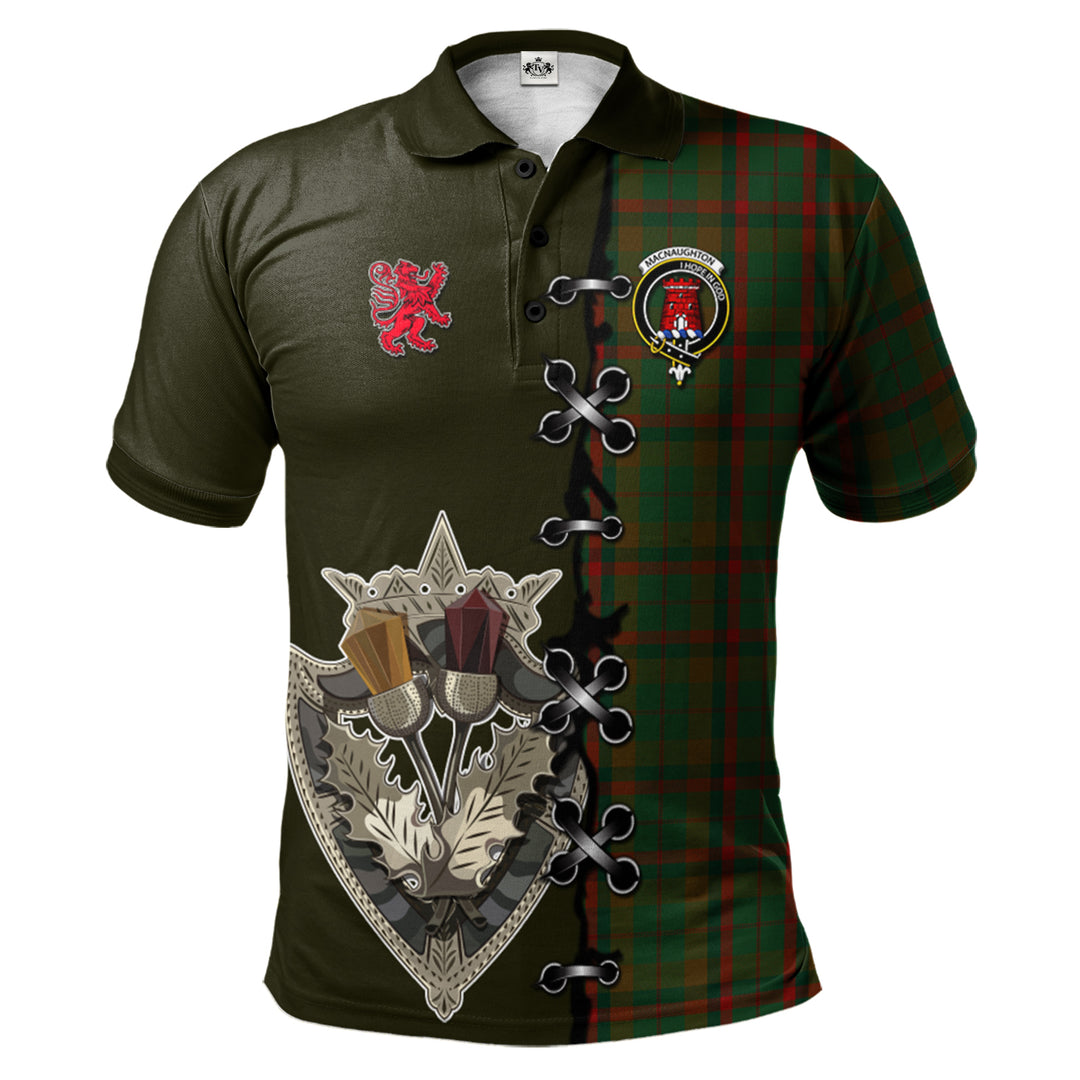 Clan Macnaughton Hunting Tartan Polo Shirt - Lion Rampant And Celtic Thistle Style YL61 Macnaughton Hunting Tartan Tartan Polo   