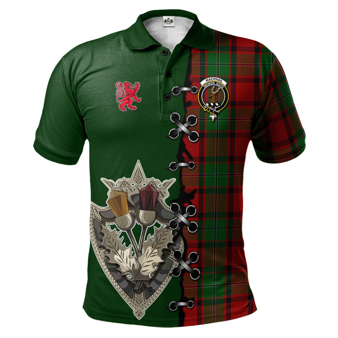 Clan MacPhail Tartan Polo Shirt - Lion Rampant And Celtic Thistle Style JB92 MacPhail Tartan Tartan Polo   