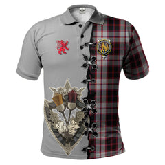 Clan MacPherson Tartan Polo Shirt - Lion Rampant And Celtic Thistle Style VU44 MacPherson Tartan Tartan Polo   