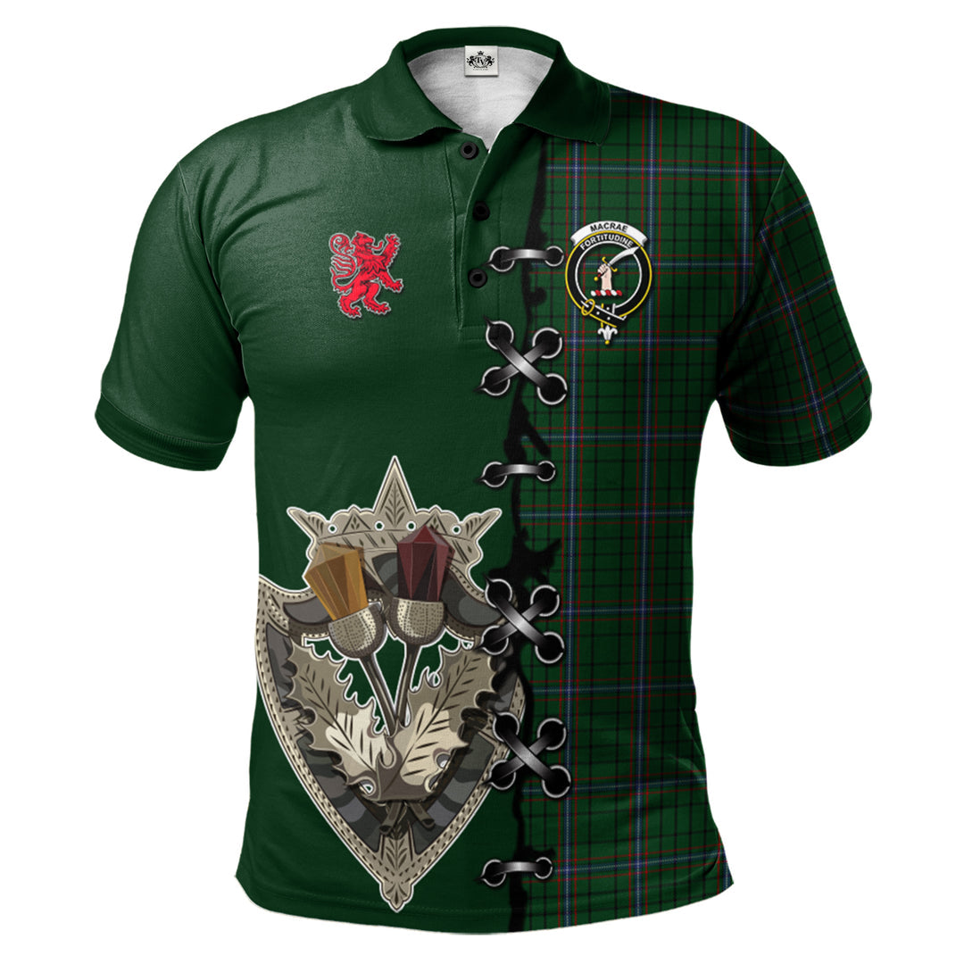 Clan MacRae Tartan Polo Shirt - Lion Rampant And Celtic Thistle Style KJ10 MacRae Tartan Tartan Polo   