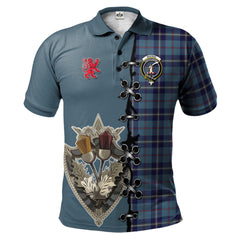 Clan MacRaes of America Tartan Polo Shirt - Lion Rampant And Celtic Thistle Style AR42 MacRaes of America Tartan Tartan Polo   