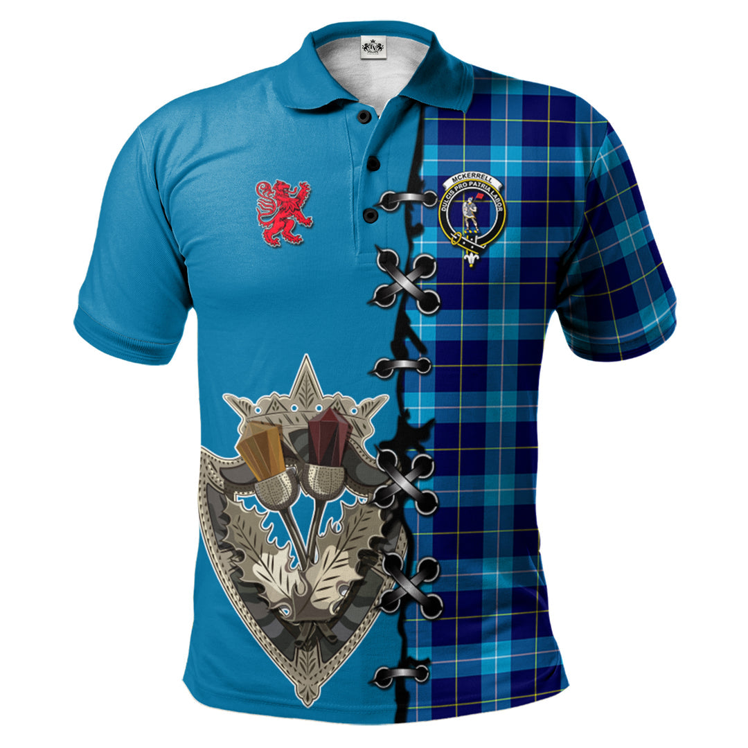 Clan McKerrell Tartan Polo Shirt - Lion Rampant And Celtic Thistle Style OA82 McKerrell Tartan Tartan Polo   