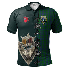 Clan Montgomery Tartan Polo Shirt - Lion Rampant And Celtic Thistle Style JU23 Montgomery Tartan Tartan Polo   