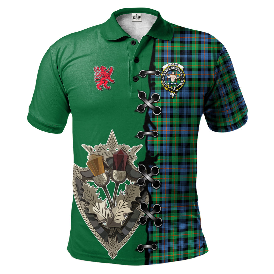 Clan Murray of Atholl Ancient Tartan Polo Shirt - Lion Rampant And Celtic Thistle Style XB64 Murray of Atholl Ancient Tartan Tartan Polo   