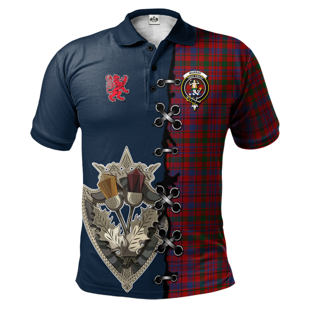 Clan Murray of Tullibardine Tartan Polo Shirt - Lion Rampant And Celtic Thistle Style VL68 Murray of Tullibardine Tartan Tartan Polo   