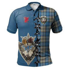 Clan Napier Ancient Tartan Polo Shirt - Lion Rampant And Celtic Thistle Style AO48 Napier Ancient Tartan Tartan Polo   