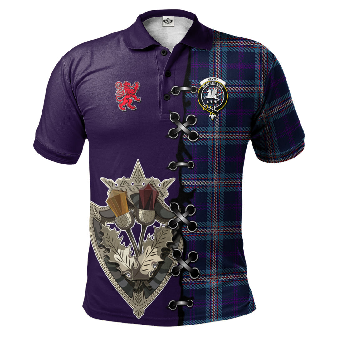 Clan Nevoy Tartan Polo Shirt - Lion Rampant And Celtic Thistle Style UJ51 Nevoy Tartan Tartan Polo   