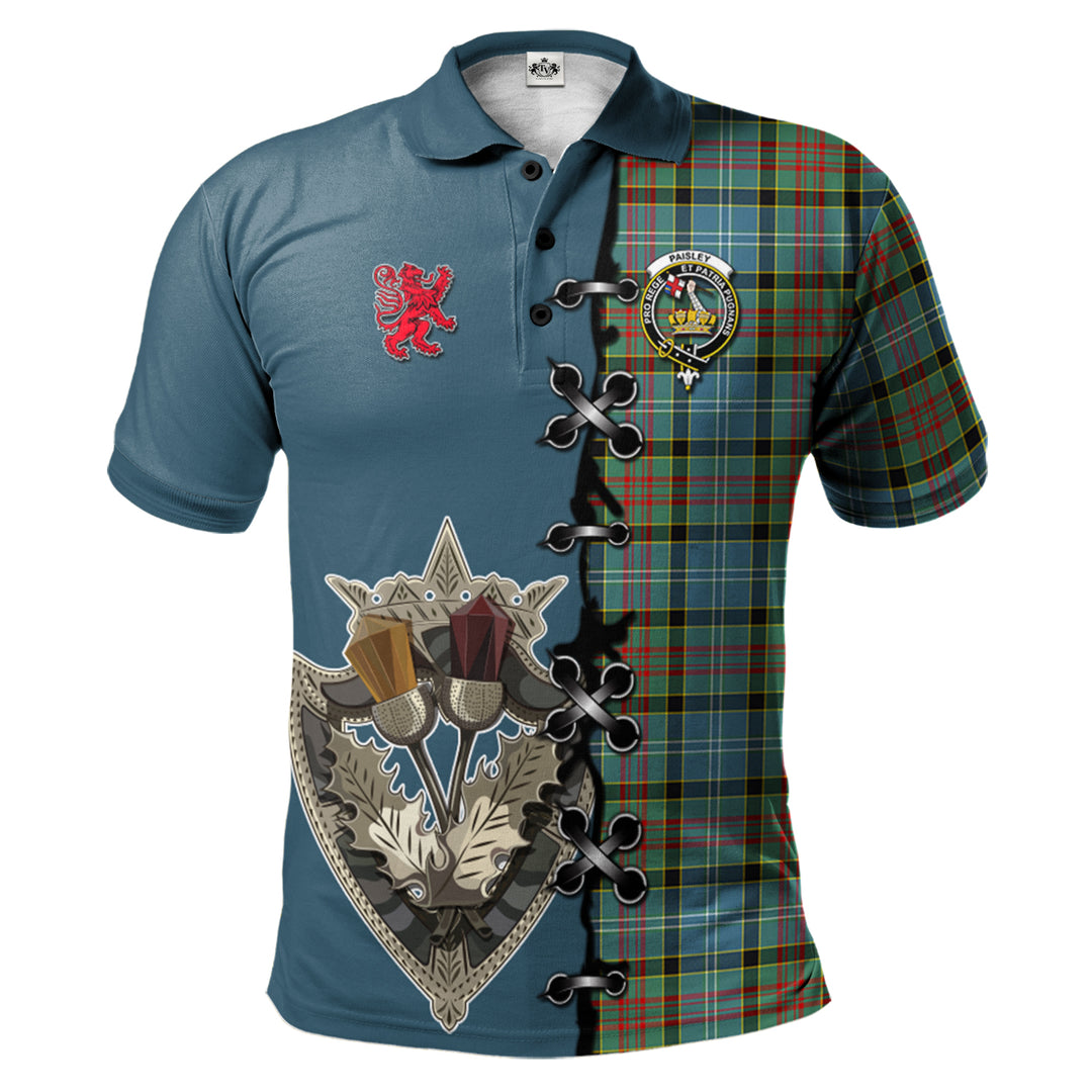 Clan Paisley Tartan Polo Shirt - Lion Rampant And Celtic Thistle Style UA52 Paisley Tartan Tartan Polo   