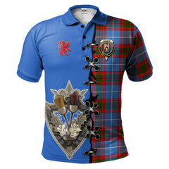 Clan Preston Tartan Polo Shirt - Lion Rampant And Celtic Thistle Style NQ32 Preston Tartan Tartan Polo   