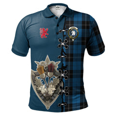 Clan Ramsay Blue Hunting Tartan Polo Shirt - Lion Rampant And Celtic Thistle Style KC46 Ramsay Blue Hunting Tartan Tartan Polo   