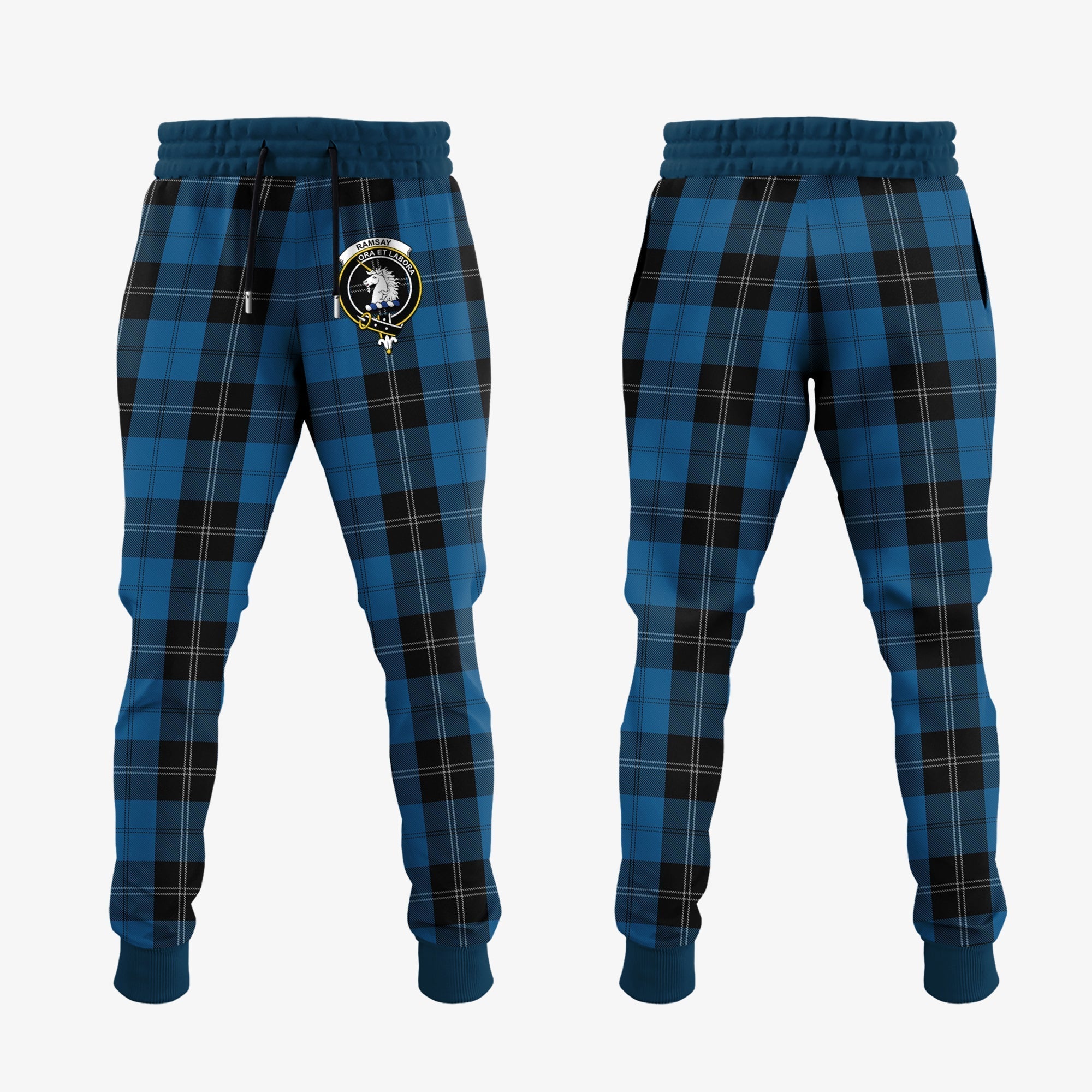 Clan Ramsay Blue Hunting Tartan Crest Jogger Sweatpants OK48 Clan Ramsay Tartan Today   