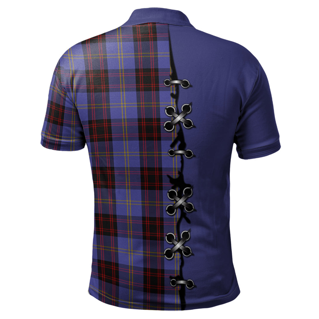 Clan Rutherford Tartan Polo Shirt - Lion Rampant And Celtic Thistle Style NA43 Rutherford Tartan Tartan Polo   