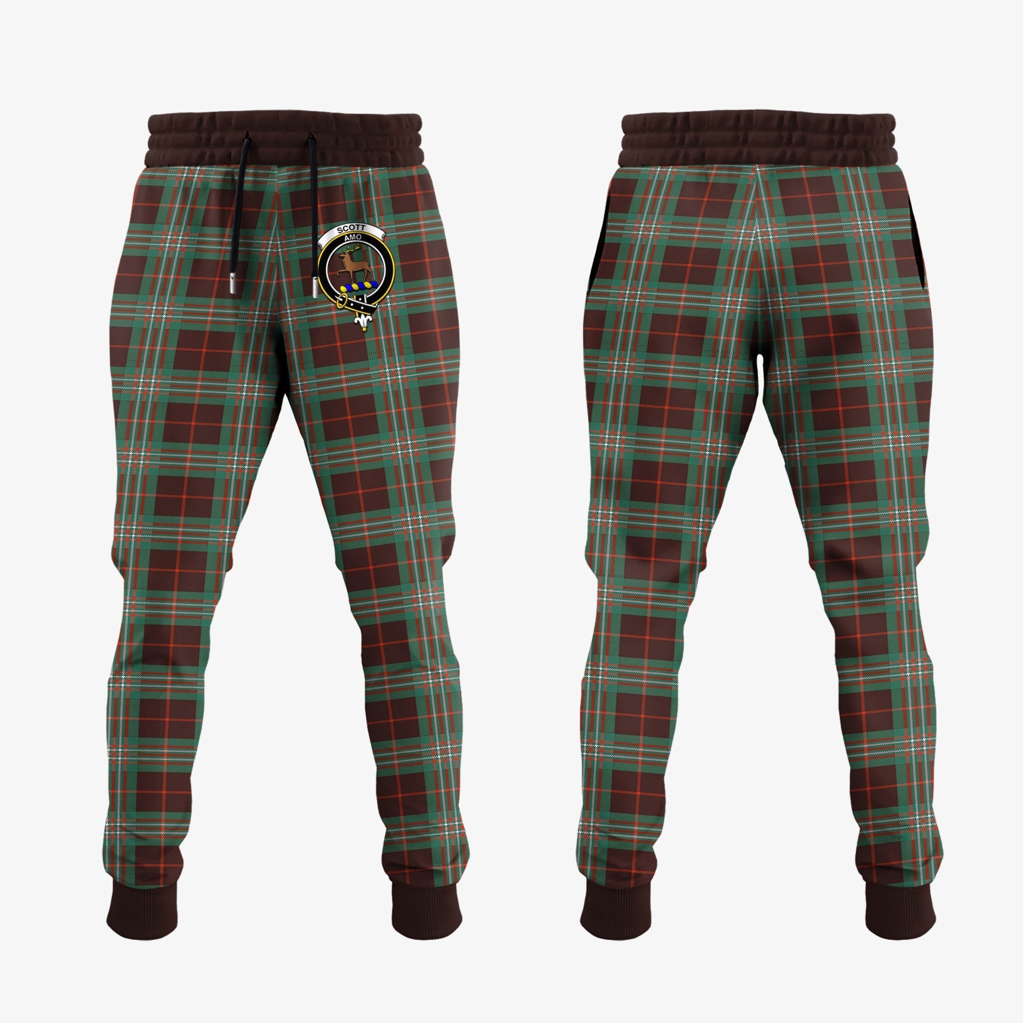 Clan Scott Brown Ancient Tartan Crest Jogger Sweatpants RW73 Clan Scott (Scott Tartan) Tartan Today   