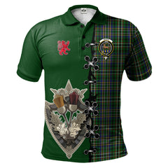 Clan Scott Green Tartan Polo Shirt - Lion Rampant And Celtic Thistle Style JU49 Scott Green Tartan Tartan Polo   