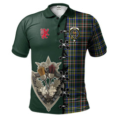 Clan Scott Green Modern Tartan Polo Shirt - Lion Rampant And Celtic Thistle Style ST11 Scott Green Modern Tartan Tartan Polo   