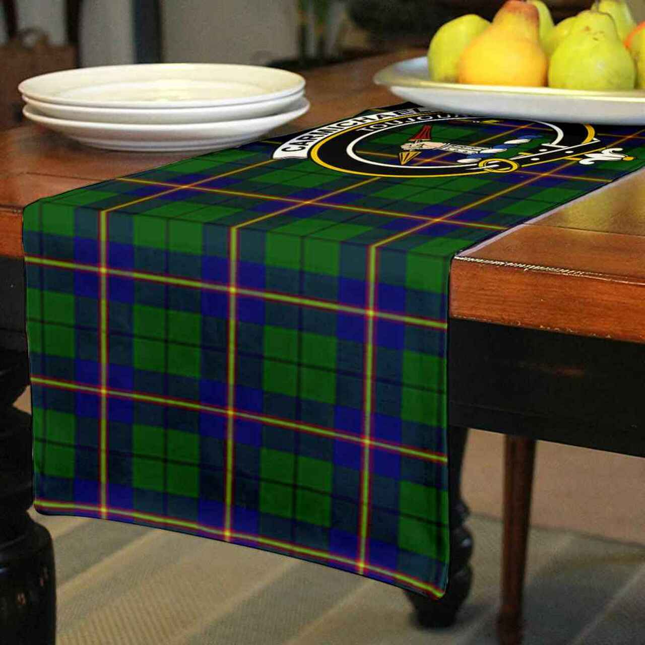 Clan Carmichael Tartan Crest Table Runner Cotton GG97 Carmichael Tartan Tartan Table Runner   