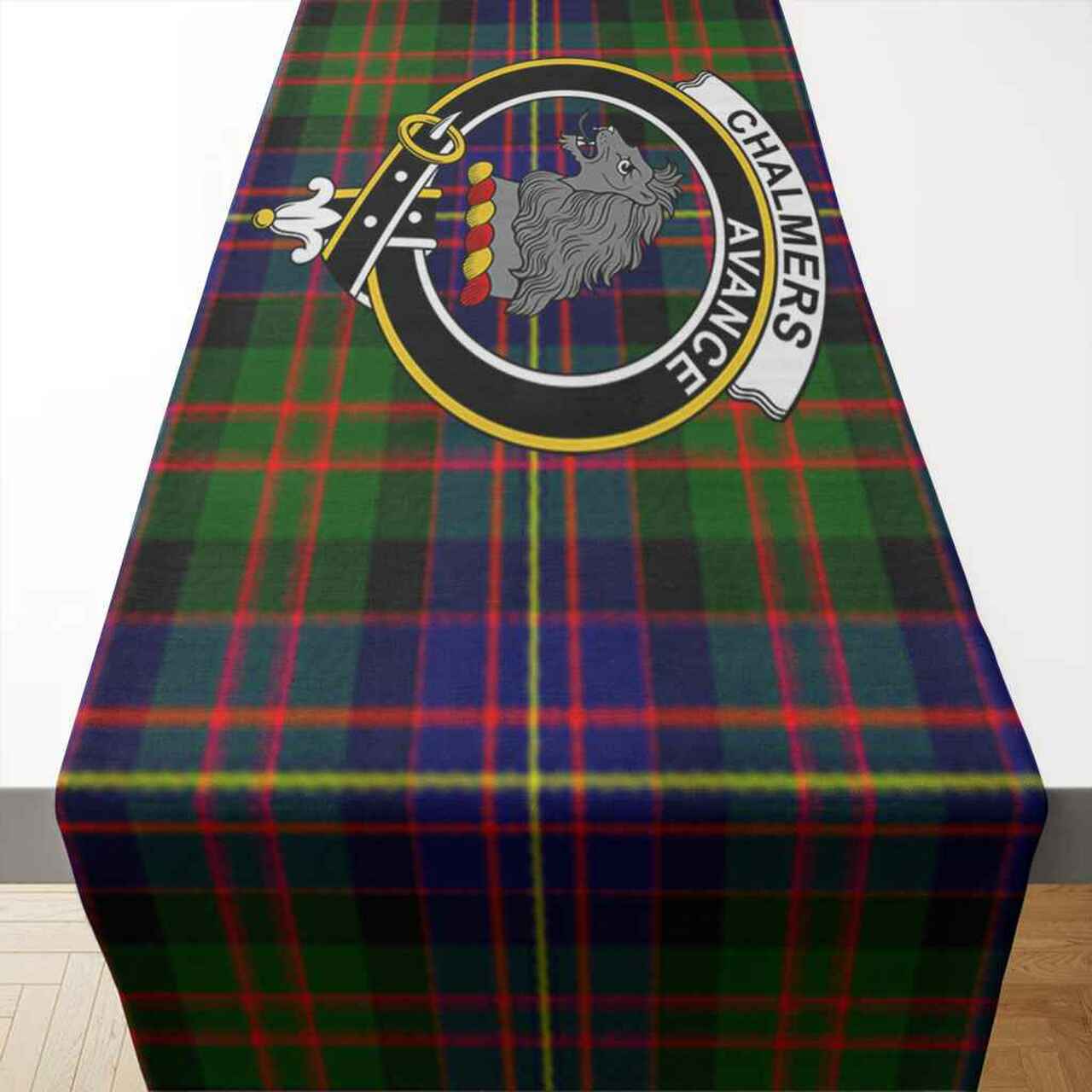 Clan Chalmers Tartan Crest Table Runner Cotton PA77 Chalmers Tartan Tartan Table Runner   