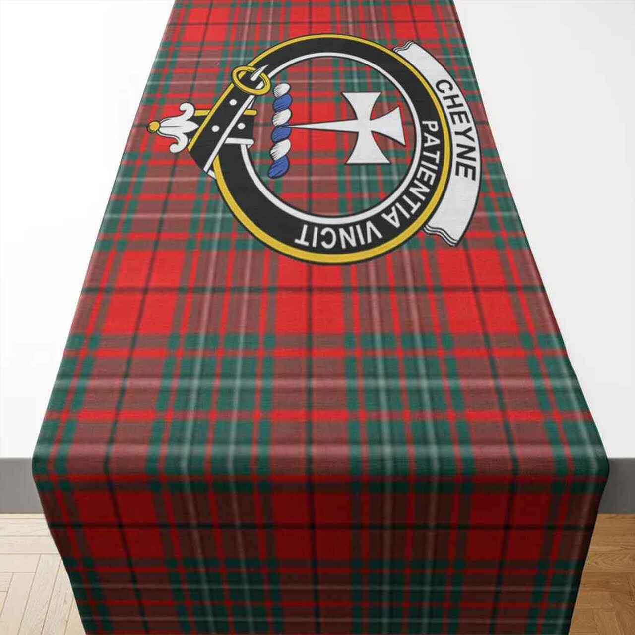 Clan Cheyne Tartan Crest Table Runner Cotton IQ83 Cheyne Tartan Tartan Table Runner   