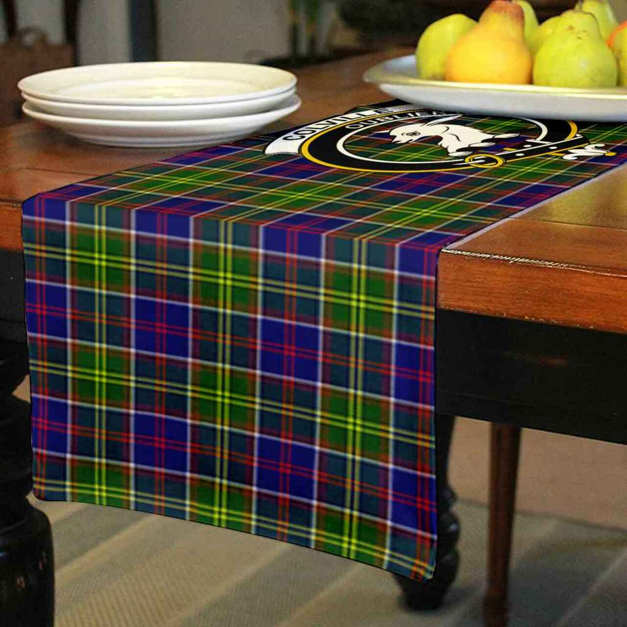 Clan Colville Tartan Crest Table Runner Cotton TG44 Colville Tartan Tartan Table Runner   