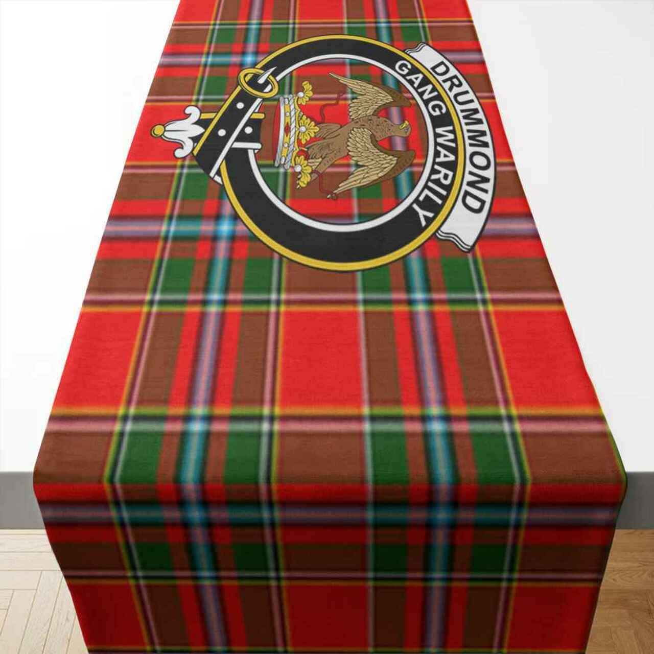 Clan Drummond Tartan Crest Table Runner Cotton PX97 Drummond Tartan Tartan Table Runner   