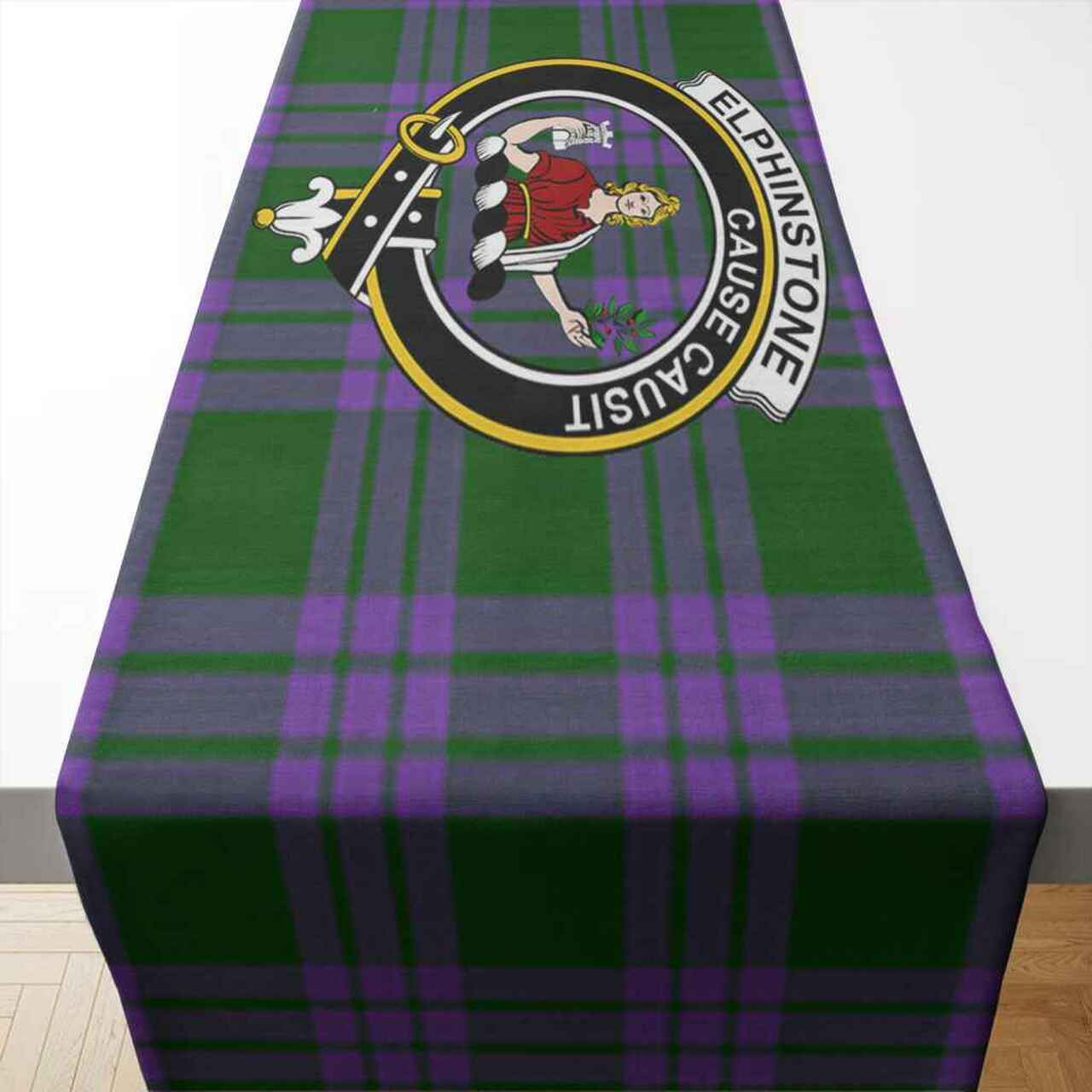 Clan Elphinstone Tartan Crest Table Runner Cotton ZF49 Elphinstone Tartan Tartan Table Runner   