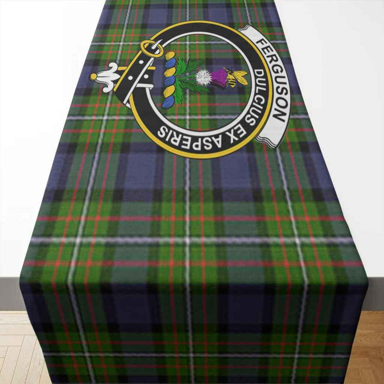 Clan Fergusson Tartan Crest Table Runner Cotton TA94 Fergusson Tartan Tartan Table Runner   