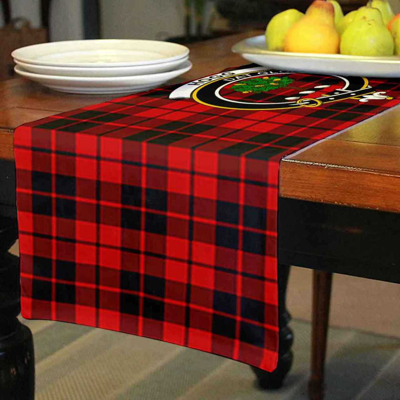 Clan Hogg (or Hog) Tartan Crest Table Runner Cotton AS55 Hogg (or Hog) Tartan Tartan Table Runner   