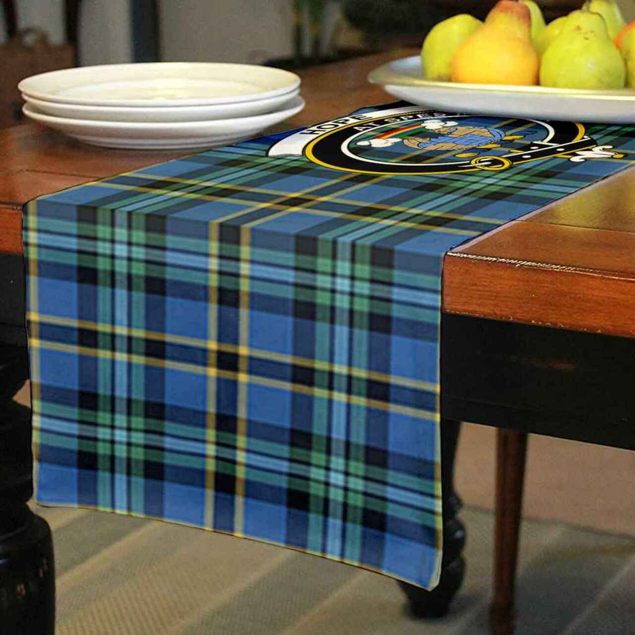 Clan Hope Tartan Crest Table Runner Cotton DL79 Hope Tartan Tartan Table Runner   