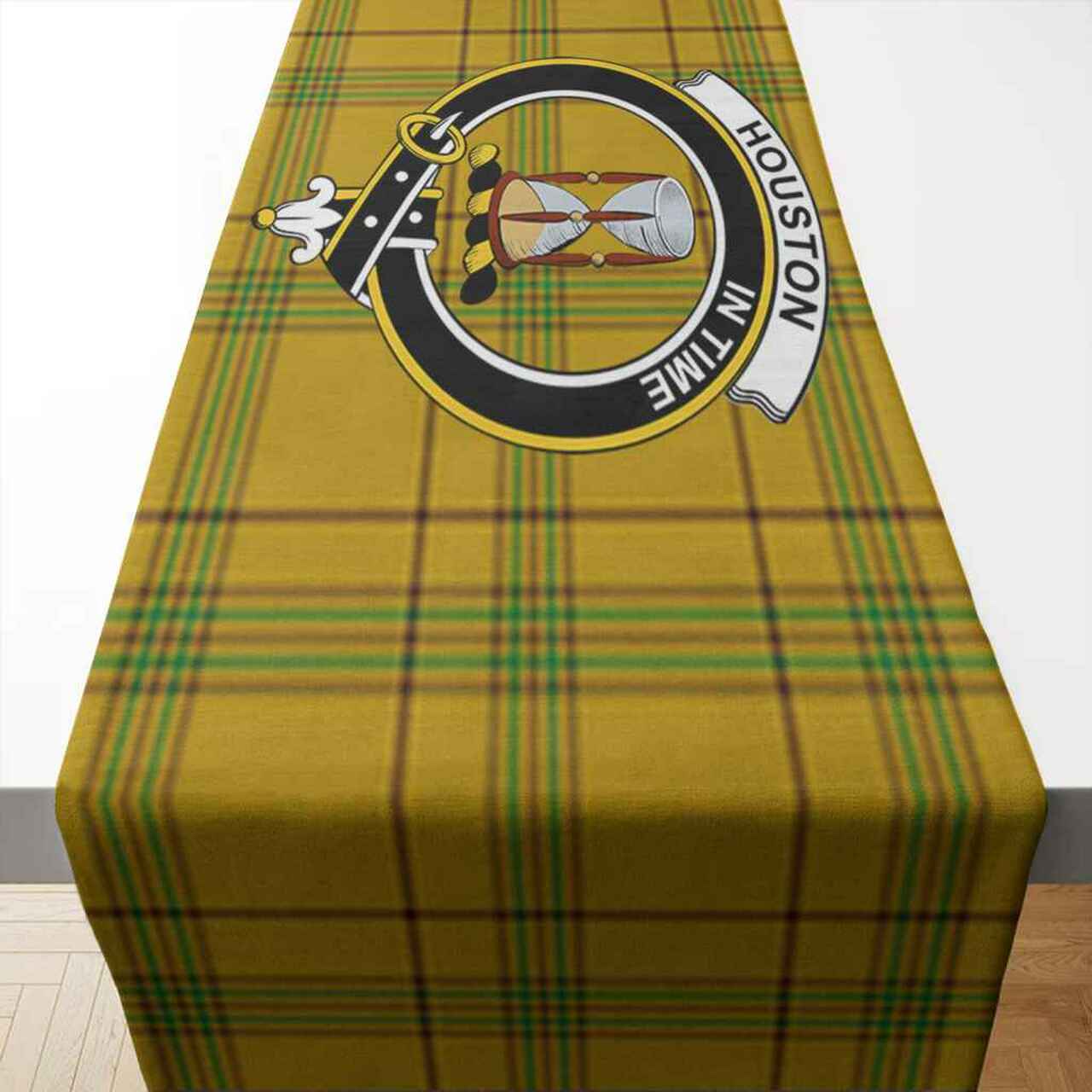 Clan Houston Tartan Crest Table Runner Cotton JR44 Houston Tartan Tartan Table Runner   