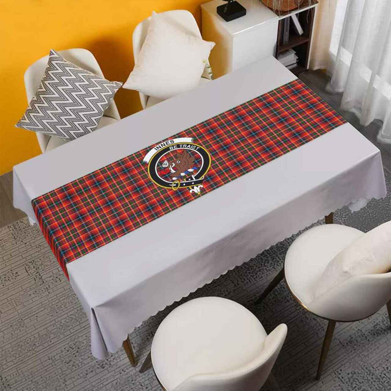 Clan Innes Tartan Crest Table Runner Cotton AR14 Innes Tartan Tartan Table Runner   