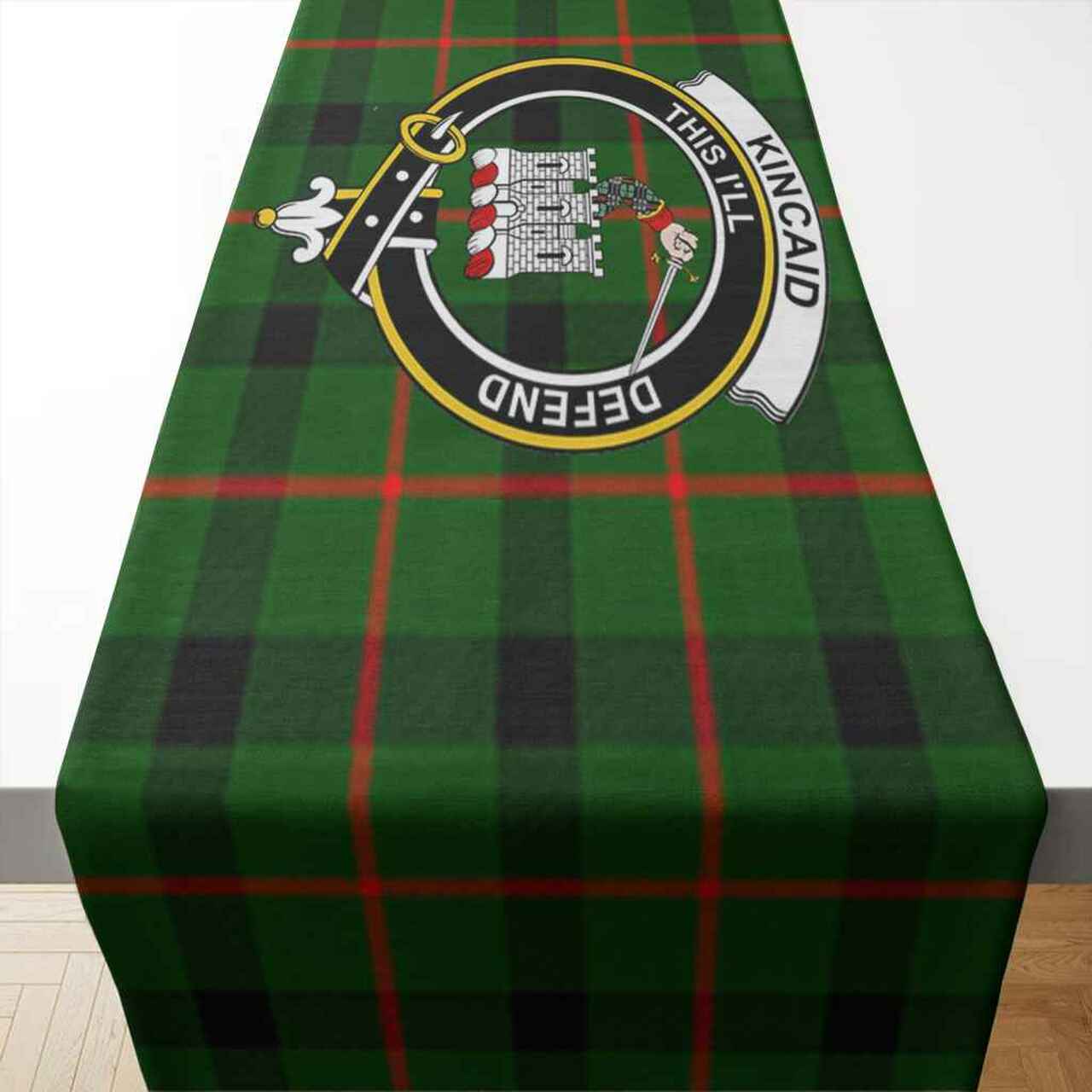 Clan Kincaid Tartan Crest Table Runner Cotton SN51 Kincaid Tartan Tartan Table Runner   