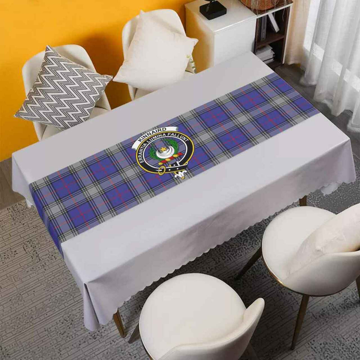 Clan Kinnaird Tartan Crest Table Runner Cotton RQ52 Kinnaird Tartan Tartan Table Runner   