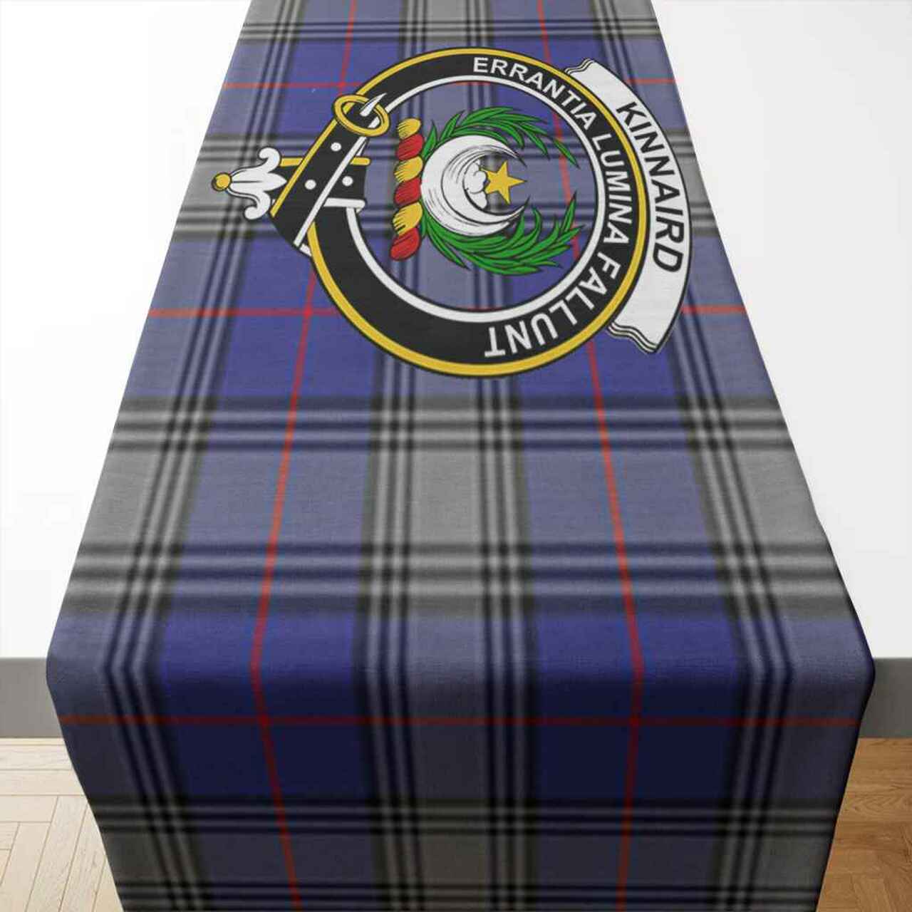 Clan Kinnaird Tartan Crest Table Runner Cotton RQ52 Kinnaird Tartan Tartan Table Runner   