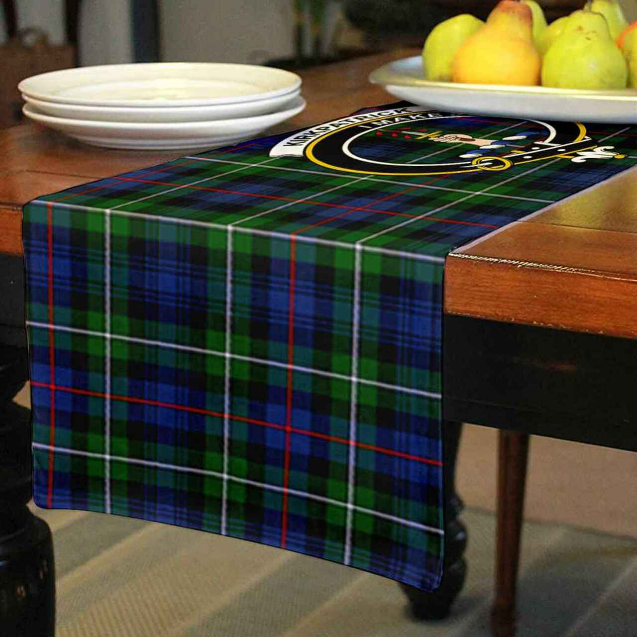 Clan Kirkpatrick Tartan Crest Table Runner Cotton OY66 Kirkpatrick Tartan Tartan Table Runner   