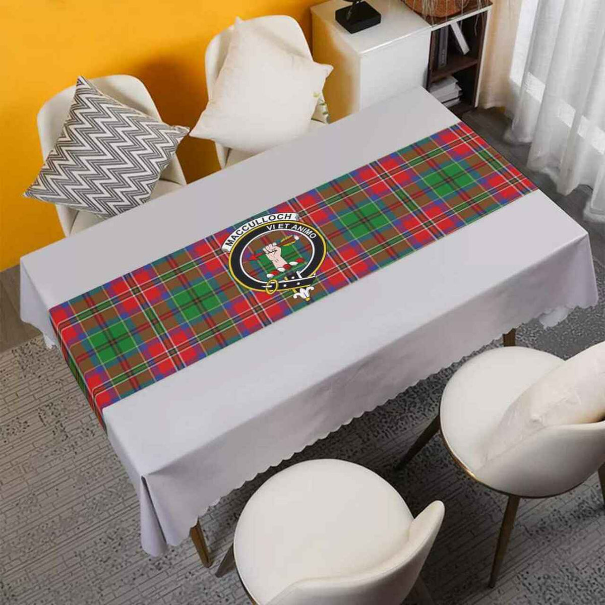 Clan MacCulloch (McCulloch) Tartan Crest Table Runner Cotton BO19 MacCulloch (McCulloch) Tartan Tartan Table Runner   