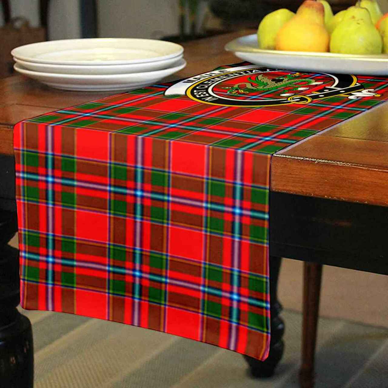 Clan Clan Maule Tartan Crest Table Runner Cotton OK96 Maule Tartan Tartan Table Runner   