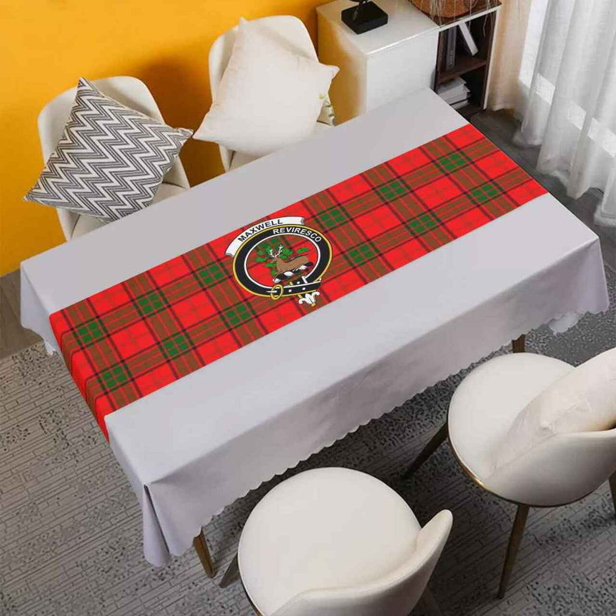 Clan Clan Maxwell Tartan Crest Table Runner Cotton OU31 Maxwell Tartan Tartan Table Runner   