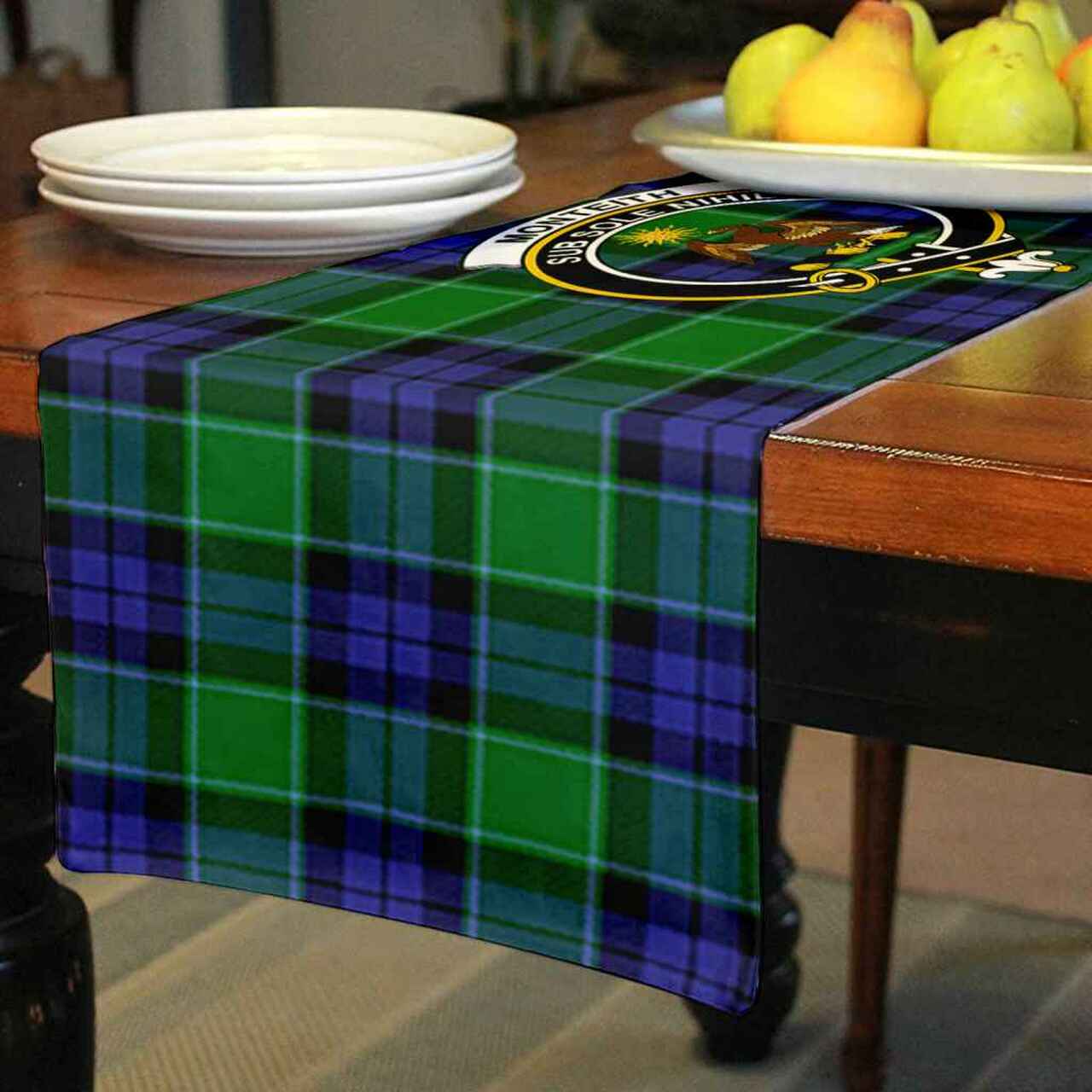 Clan Clan Monteith Tartan Crest Table Runner Cotton TU79 Monteith Tartan Tartan Table Runner   